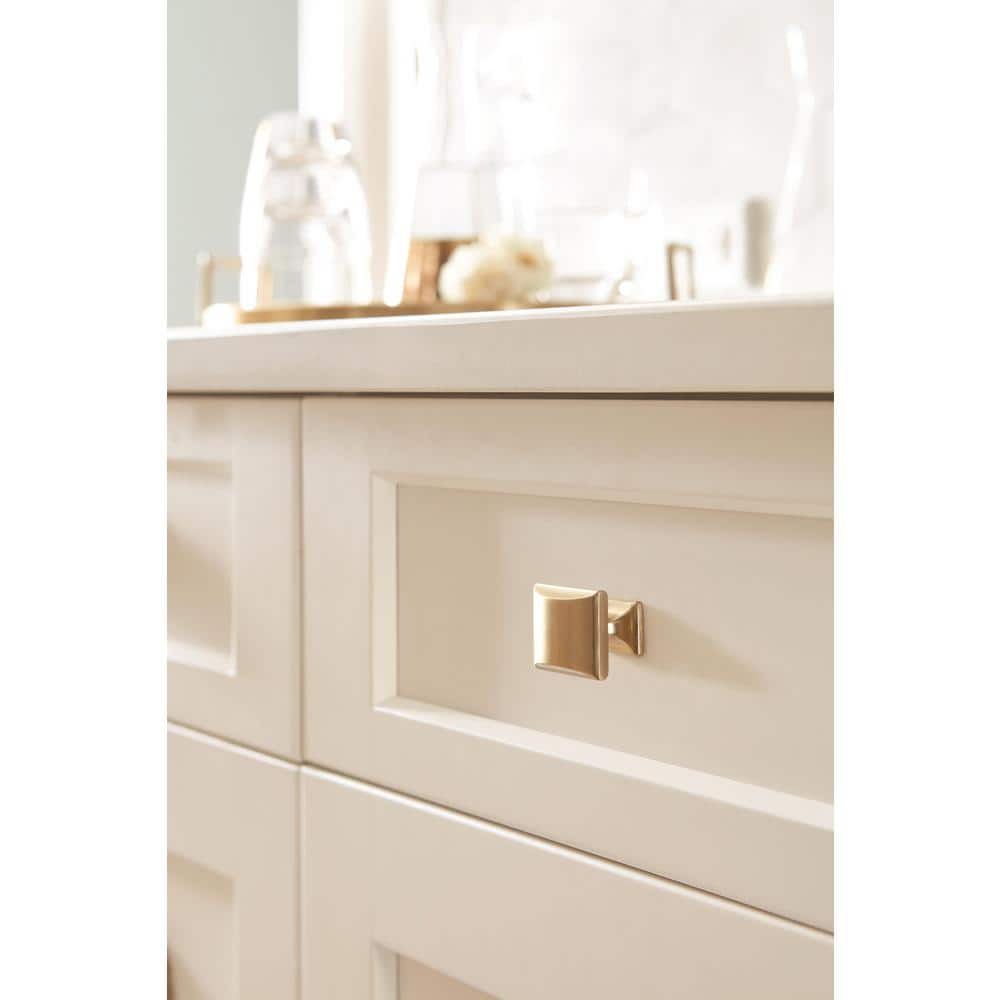 Golden Champagne Modern Rectangular Cabinet Knob with Mounting Hardware