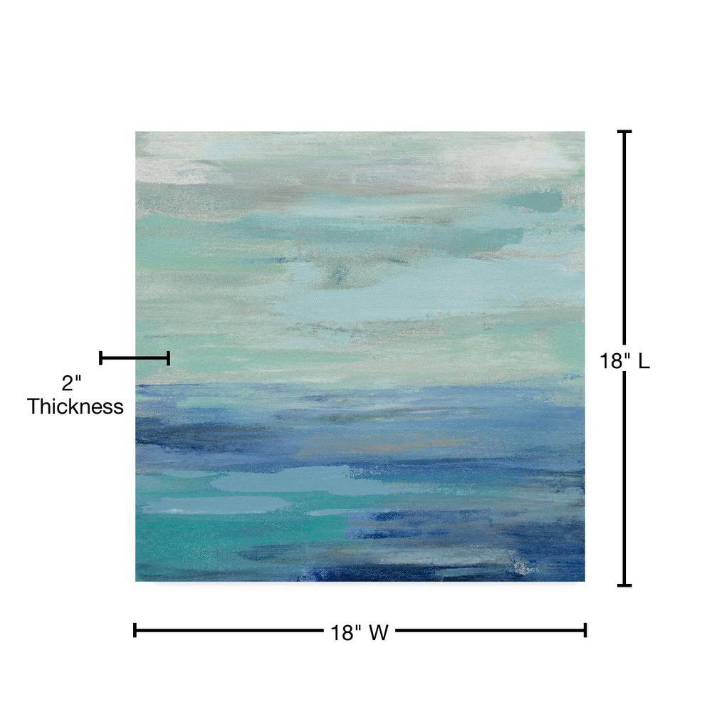 Sunset Beach II Teal and Blue Abstract Canvas Print with Floater Frame