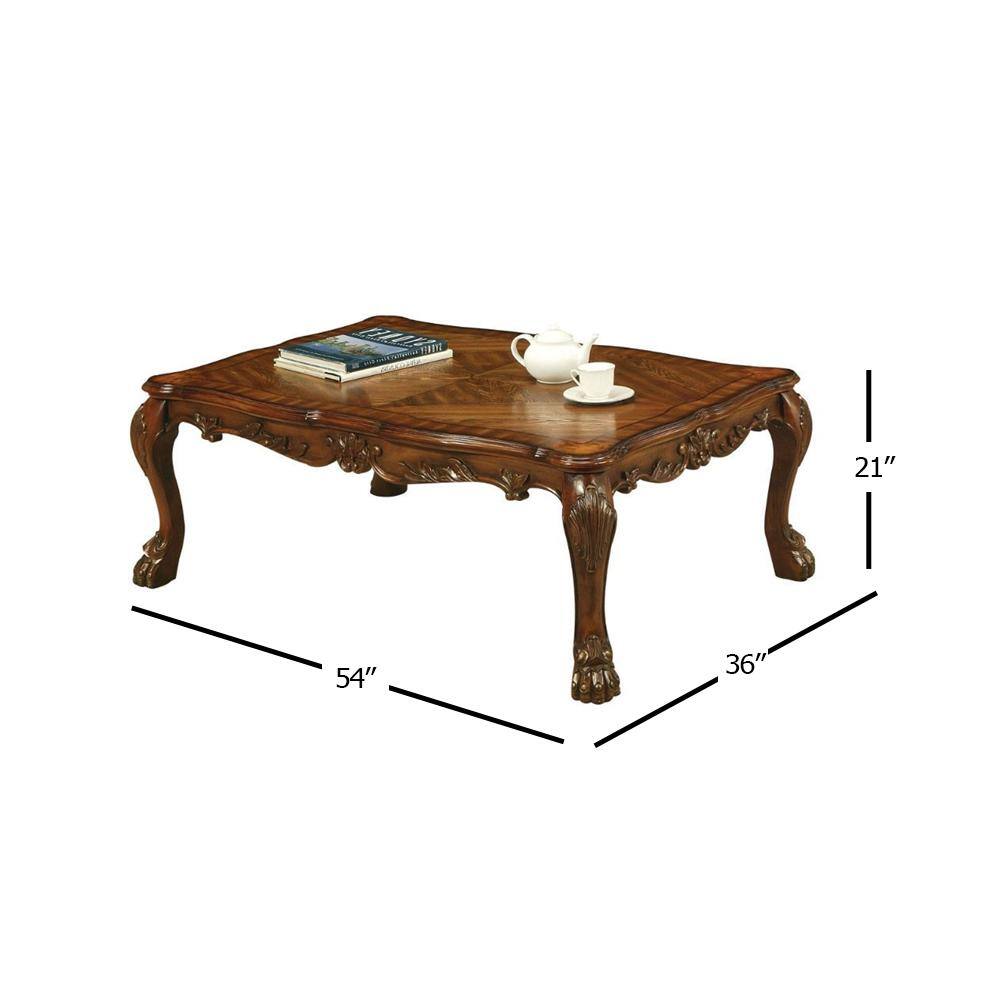 Dresden Cherry Oak 54" Rectangular Coffee Table with Claw Feet