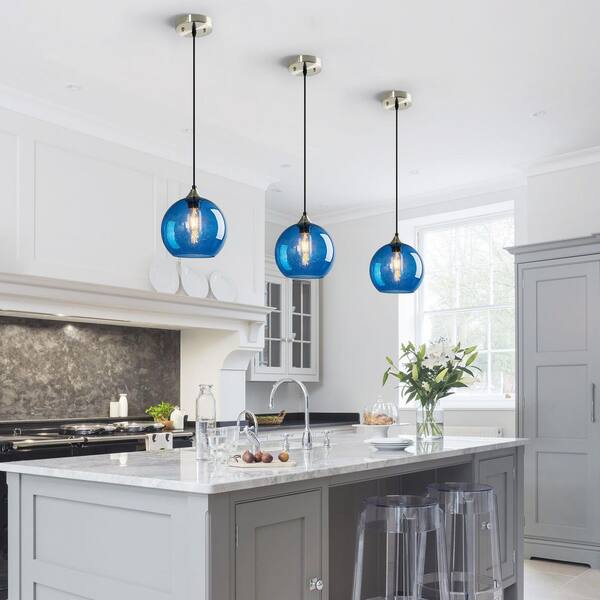 ZHLWIN Home Lighting ‎60 Watts 1-Light 7.87 in. Blue Glass Pendant