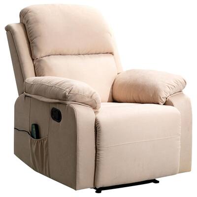 Beige Polyester with Massage Feature Electric Lift Recliner(Set of 1)