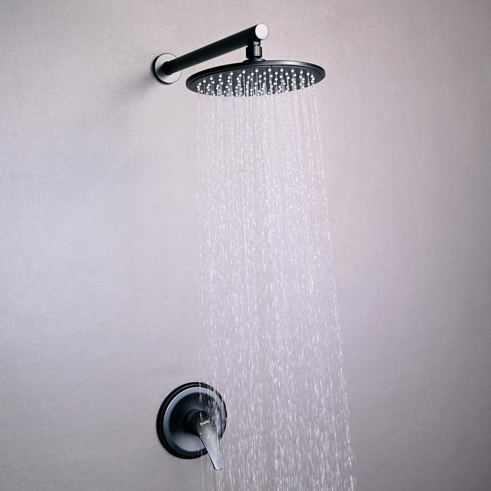 Matte Black Brass Wall Mounted Rain Shower System
