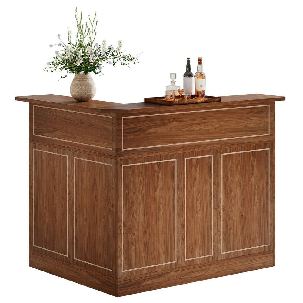 BYBLIGHT Kearsten Dark Brown 44.09 in. H Corner Bar L-Shaped Home