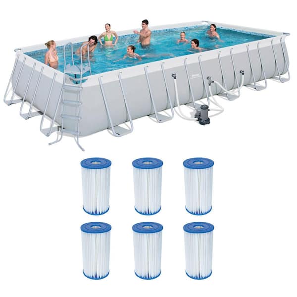 Bestway 24 Ft X 12 Rectangular 52, 10 Ft Above Ground Pool With Filter Pump For 24