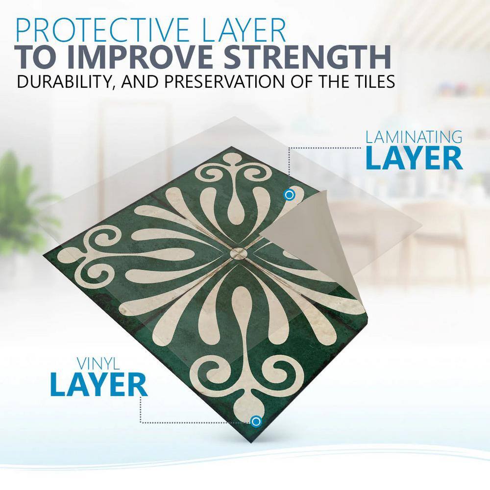 Dark Green and Beige 12x12-inch Vinyl Peel and Stick Mosaic Tile Set