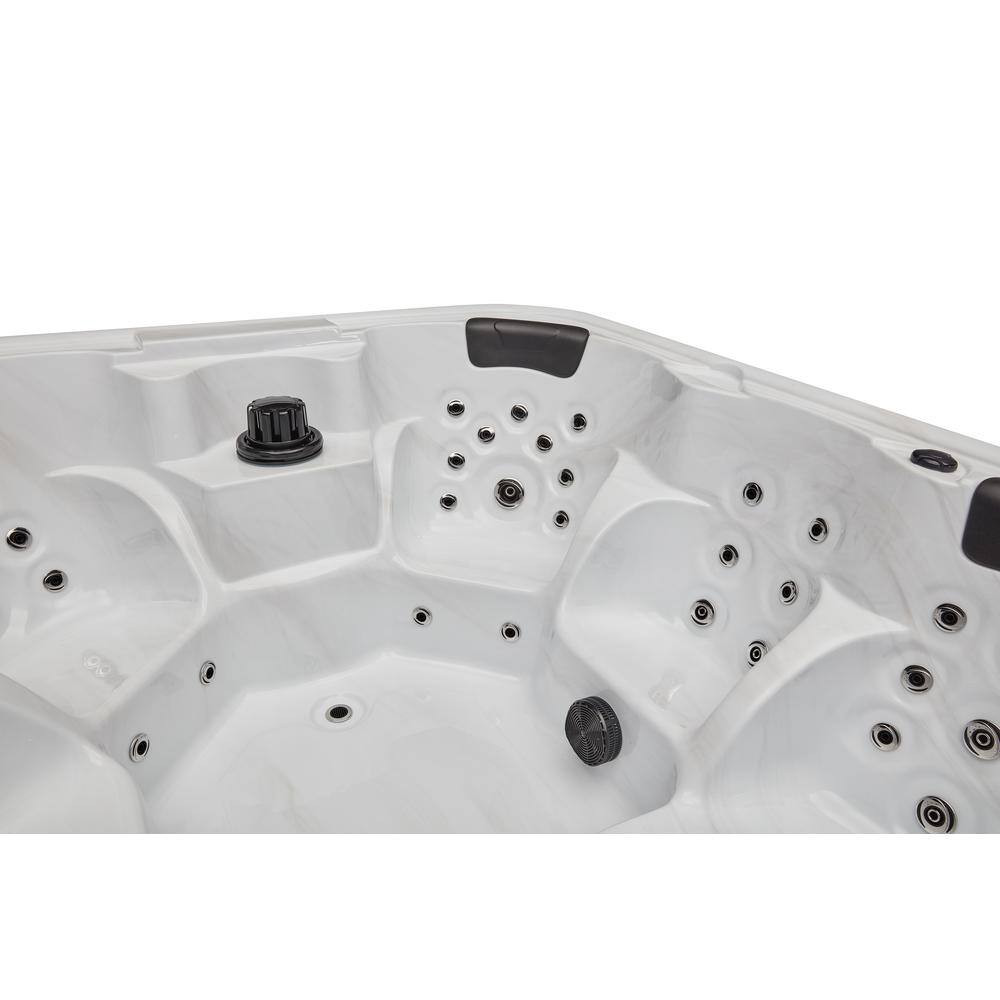 Gray Acrylic 6-Person Square Hot Tub with Ozonator