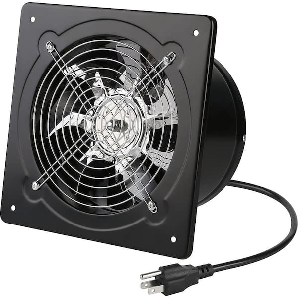 8 in. 500CFM 80W Black Cast Iron Electric Powered Exhaust Attic Fan, Wall Mounted Ventilation Fan for Kitchen/Bathroom