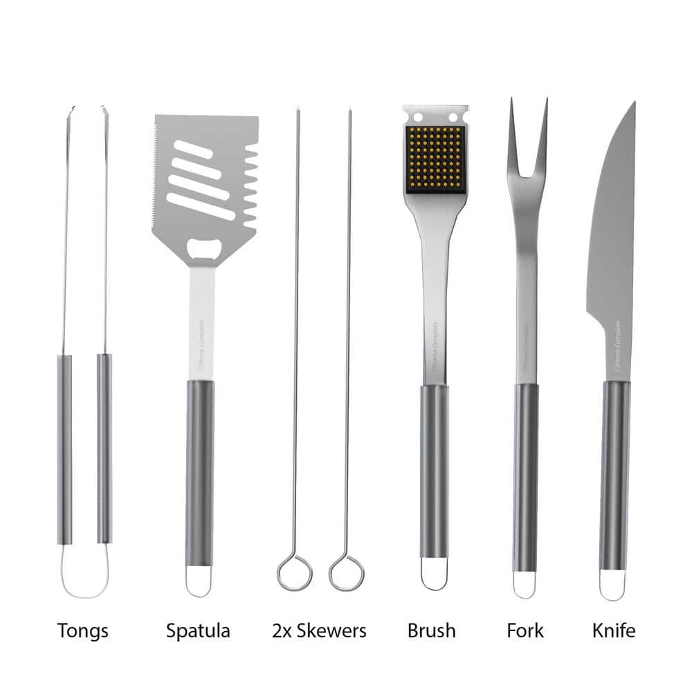 7-Piece Stainless Steel BBQ Grill Tool Set with Case