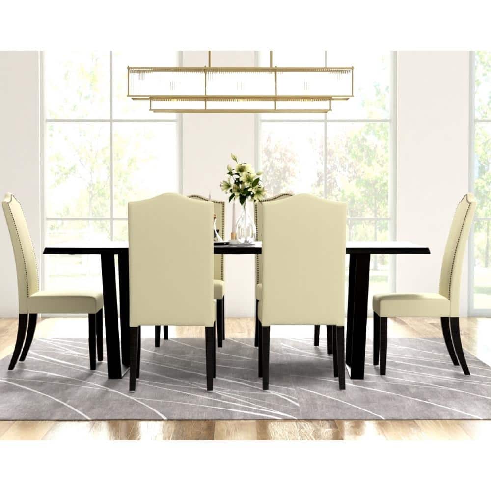 Espresso Wood Upholstered Linen Parsons Side Chair