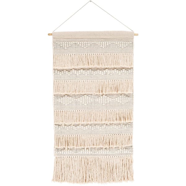 Livabliss Divya 24 in. x 36 in. Ivory Wall Hanging