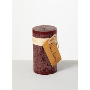 6 in. Wine Timber Pillar Candle