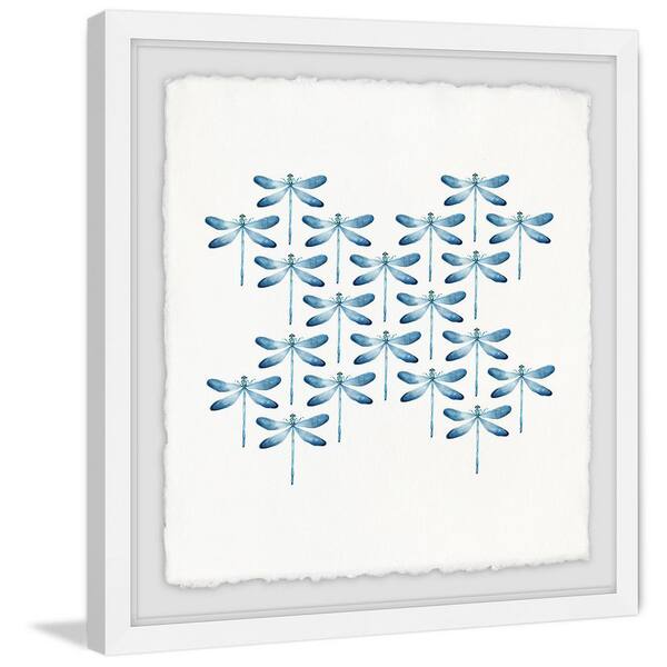 Marmont Hill Mh-julinsc-63-wfpfl-12 Blue 12 inch x 12 inch Blue Dragonfly Rows II Framed Giclee