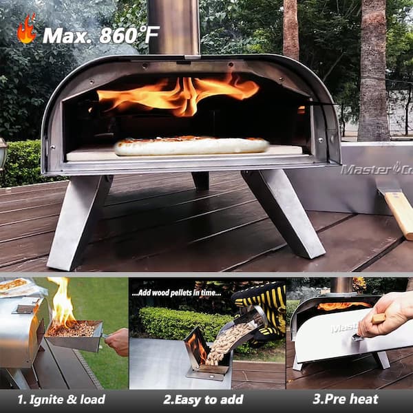 Shimano Stainless Steel Countertop Wood Pellets Pizza Oven