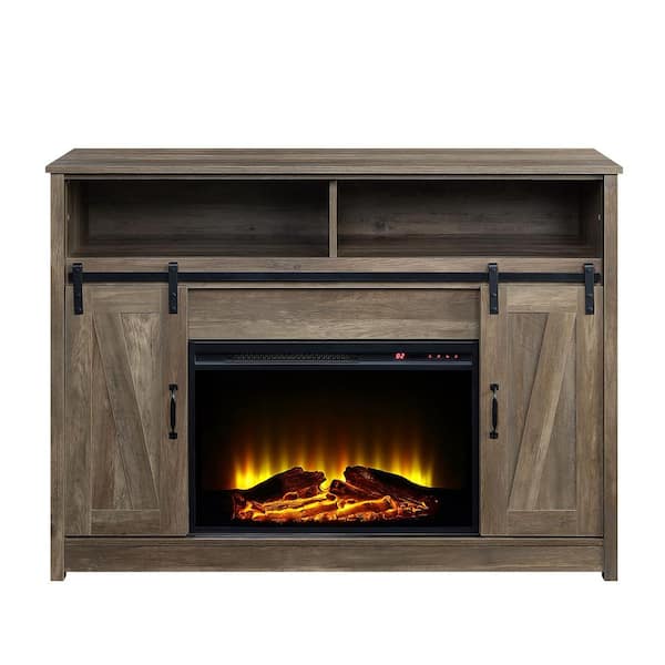 Unbranded 51 in. Oak Veneer Fireplace TV Stand Fits TV's up to 56 in.