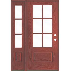 UINTAH Farmhouse 50 in. x 80 in. 6-Lite Left-Hand/Inswing Clear Glass Redwood Stain Fiberglass Prehung Front Door