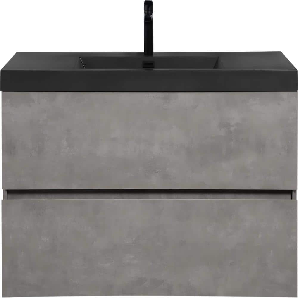 48 in. W Cement Grey Wall Mount Floating Vanity featuring Single Sink and Black Quartz Sand Top price history on PriceWatchPro