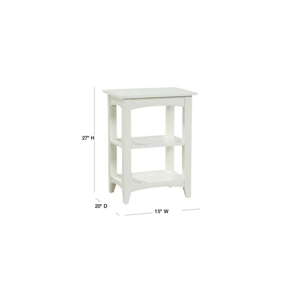 Cottage Charm Ivory Wood Rectangular End Table with Dual Shelves