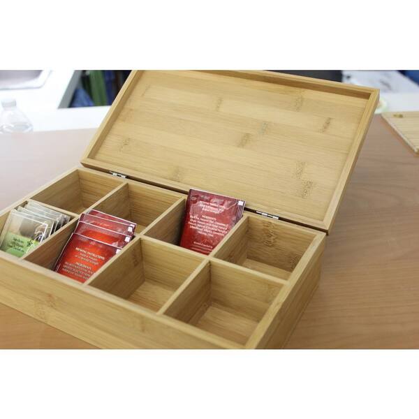 2x Bamboo Storage Boxes Kitchen Tea Container Spice Jar Case Organizer Gift 