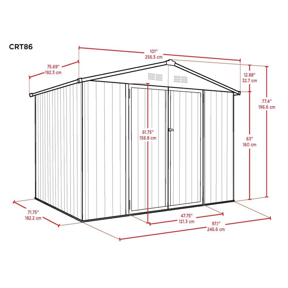 Beige and Tan 8 x 6 ft Galvanized Steel Storage Shed