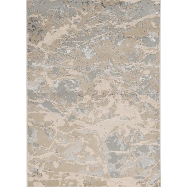 Clara Sand Gray 5 ft. x 8 ft. Overdyed Glam Area Rug