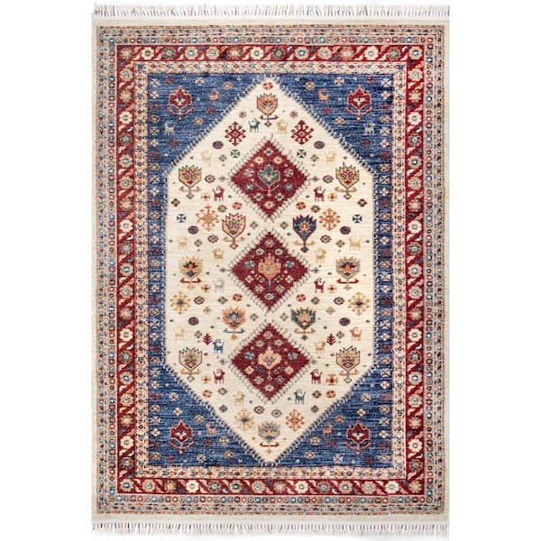 nuLOOM Romee Medallion Tassel Doormat 3 ft. x 5 ft. Area Rug