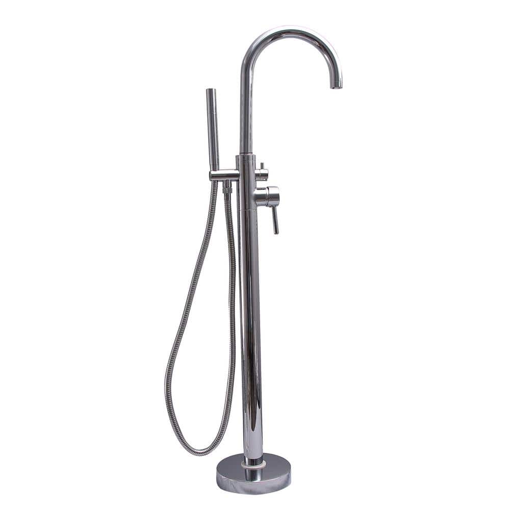 Polished Chrome Freestanding Tub Filler with Handshower