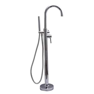 2-Handle Freestanding Claw Foot Tub Faucet with Hand Shower in Chrome