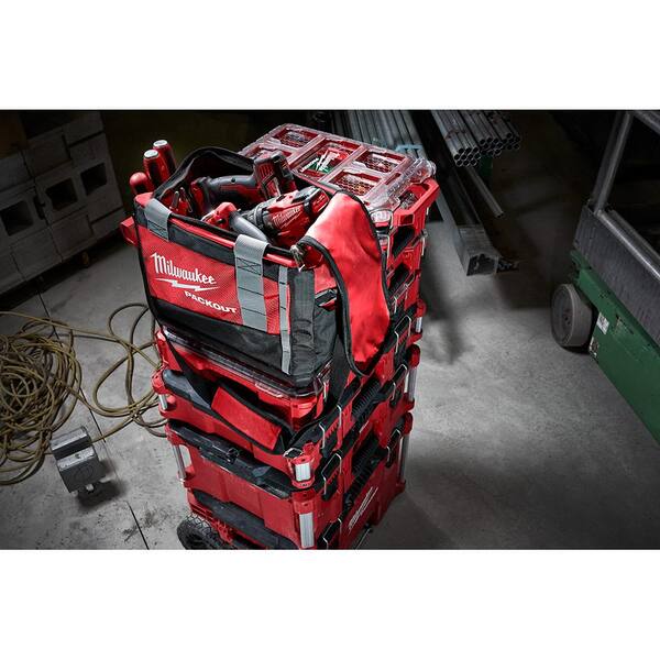 Milwaukee 20 in. PACKOUT Tool Bag with 6-in-1 Wire Strippers Pliers and Screwdriver Set (10-Piece) 48-22-8322-48-22-2718-48-22-3079