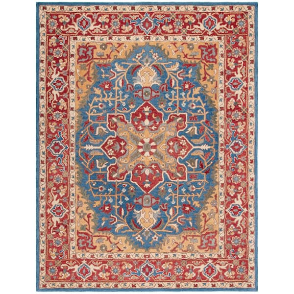 Antiquity 8 ft. x 10 ft. Red/Blue Traditional Medallion Area Rug