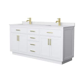 Beckett TK 72 in. W x 22 in. D x 35 in. H Double Bath Vanity in White with White Cultured Marble Top