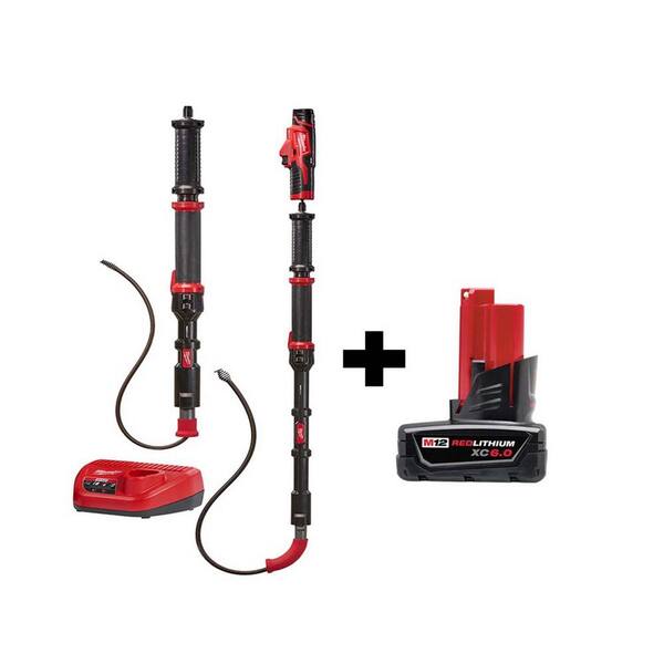 Milwaukee M12 Trap Snake 12-Volt Lithium-Ion Cordless 4 ft. and 6 ft. Auger Drain Cleaning Combo Kit with M12 6.0Ah Battery
