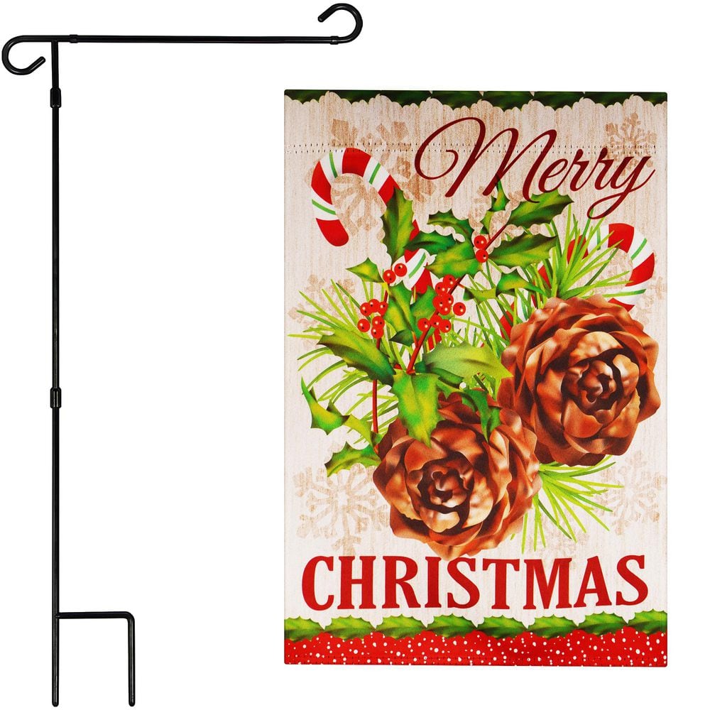 1 ft. x 1.5 ft. Polyester Pinecone Bouquet 2-Sided Garden Flag Blockout with 36 in. Black Iron Garden Stand price history on PriceWatchPro