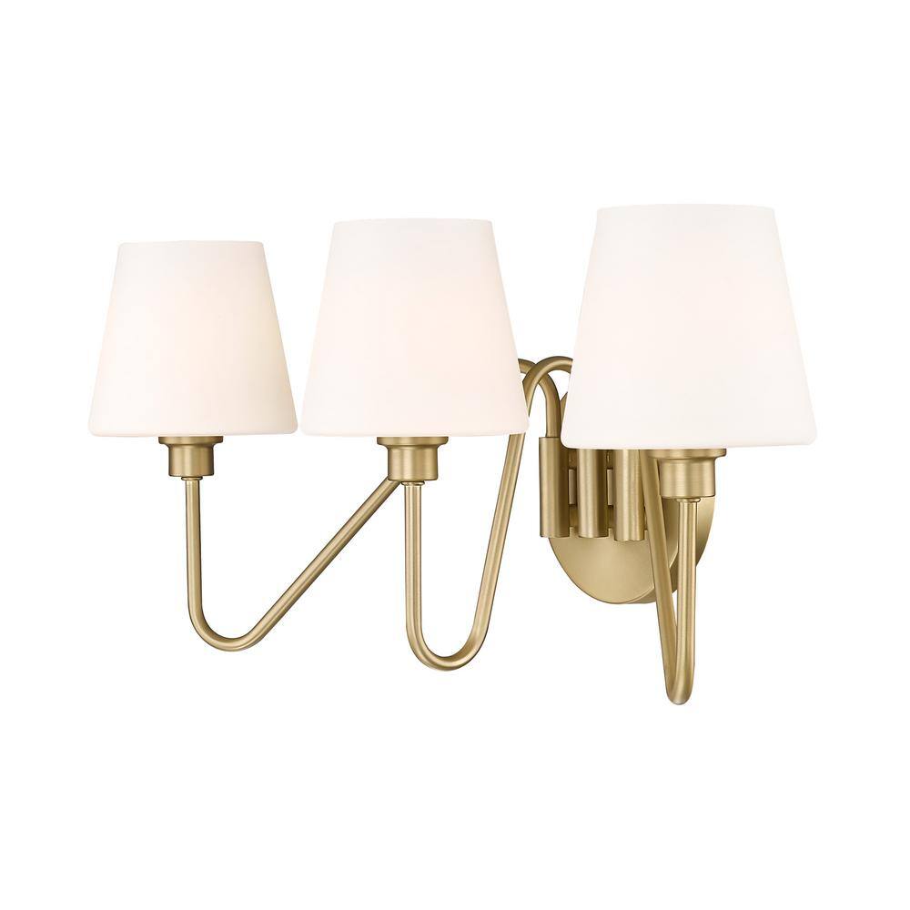 Kennedy Brushed Bronze 3-Light Vanity with Opal Glass Shades