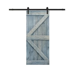 22 in. x 84 in. Denim Blue Stained DIY Wood Interior Sliding Barn Door with Hardware Kit