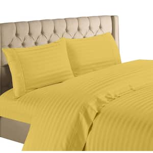 4-Piece Gold 1200-Thread Count 100% Egyptian Cotton Deep Pocket Stripe California King Bed Sheets