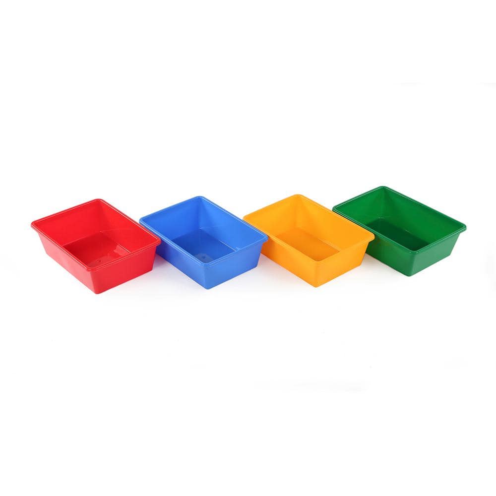 Large Primary Color Plastic Stackable Storage Bins, Set of 4
