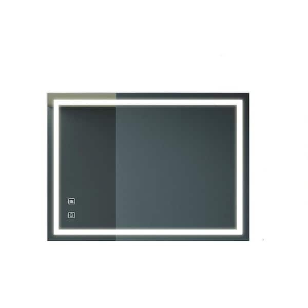 Unbranded 32 in. W x 24 in. H Rectangular Frameless Wall Bathroom Vanity Mirror in Silver with LED, Dimmable Touch, Anti-Fog