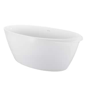 Contemporary 59.06 in. x 28.74 in. Soaking Bathtub with Reversible Drain in White
