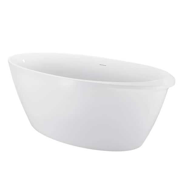Aoibox Contemporary 59.06 in. x 28.74 in. Soaking Bathtub with Reversible Drain in White