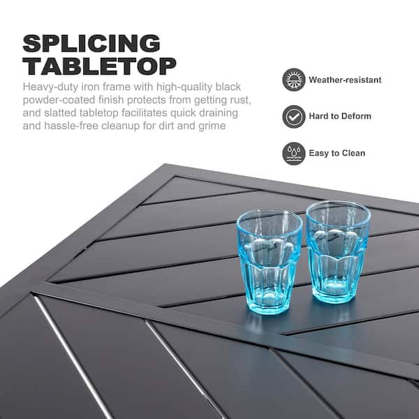 Nuu Garden Black Rectangle Powder-Coated Iron 61 in. x 37 in