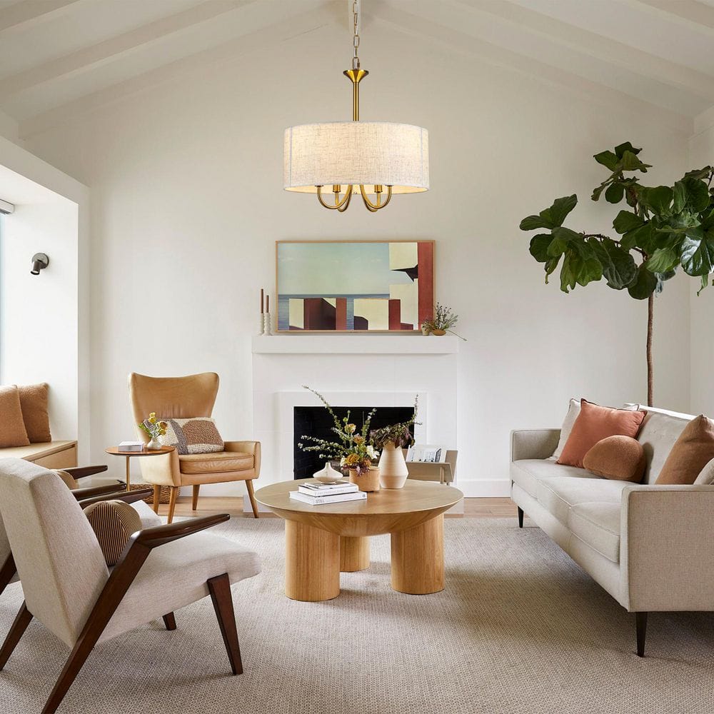 4 light Gold Rustic Drum Chandelier for Kitchen Island with No Bulbs Included price history on PriceWatchPro