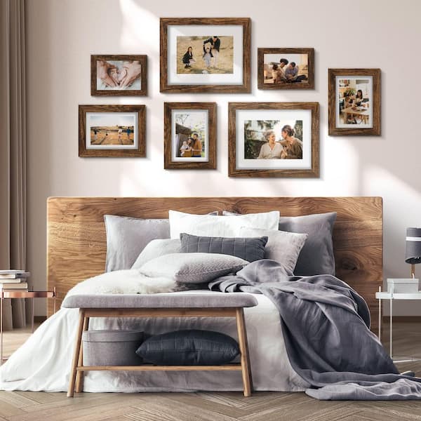 Family Two 8 x 10 Four 5 x 7 Four 4 x 6 Dark Brown for Wall or Tabletop Decor Picture Frame Set of 10 PCS