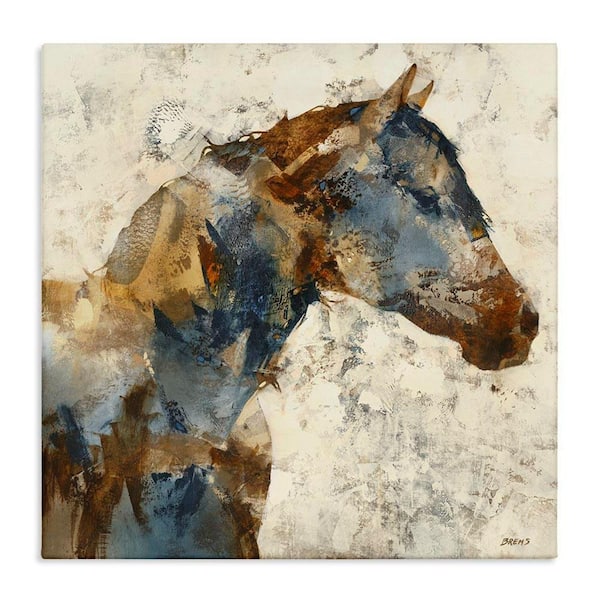 Earthy Abstract Layered Horse by Scott Brems Unframed Graphic Art Print Animal 36 in. x 36 in.