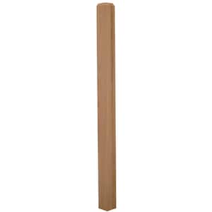 48 in. x 3 in. Red Oak Unfinished Chamfered Top Box Newel Post