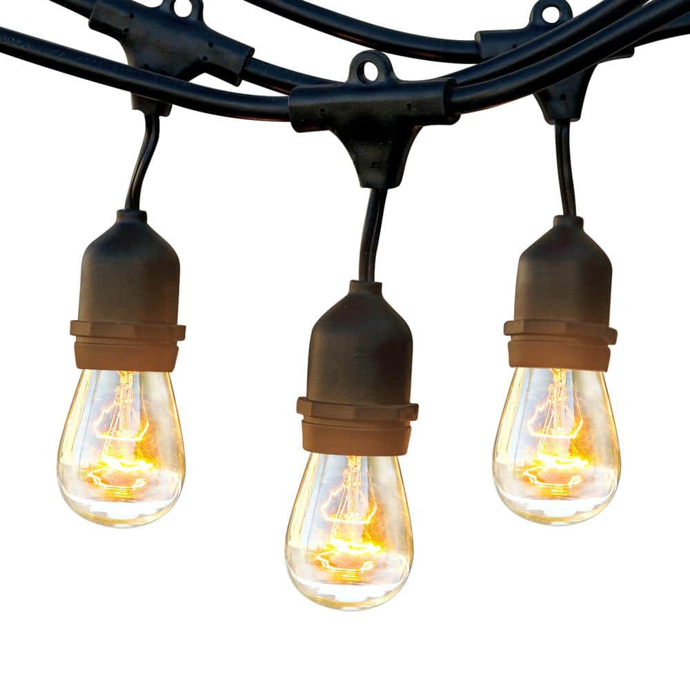 24ft Black Edison Bulb Outdoor String Lights with Warm White Glow