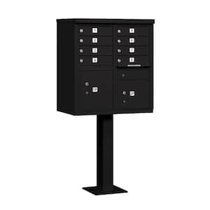 Black USPS Access Cluster Box Unit with 8 A Size Doors and Pedestal