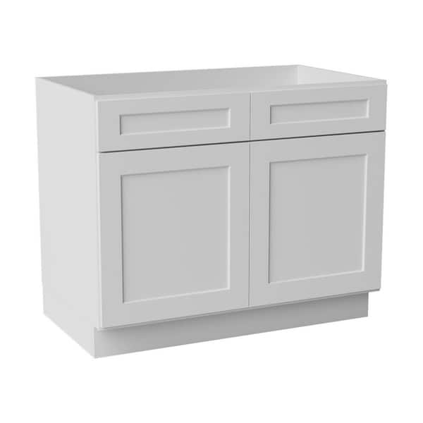42 in. W x 24 in. D x 34.5 in. H Ready to Assemble Solid Wood Shaker Base Kitchen Cabinet in White