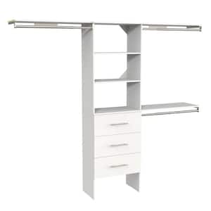 Style+ 73.1 in W - 121.1 in W White Modern Style Basic Plus Wood Closet System Kit