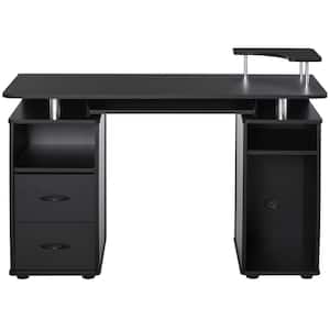 47 in. Black Multi-Function Computer Desk Home Office Workstation with Keyboard Tray, Elevated Shelf, Sliding Shelf