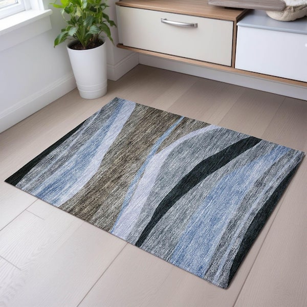 Mayfield Premium Machine Washable Abstract AMF1098 Brown 2 ft. x 3 ft. Area Rug